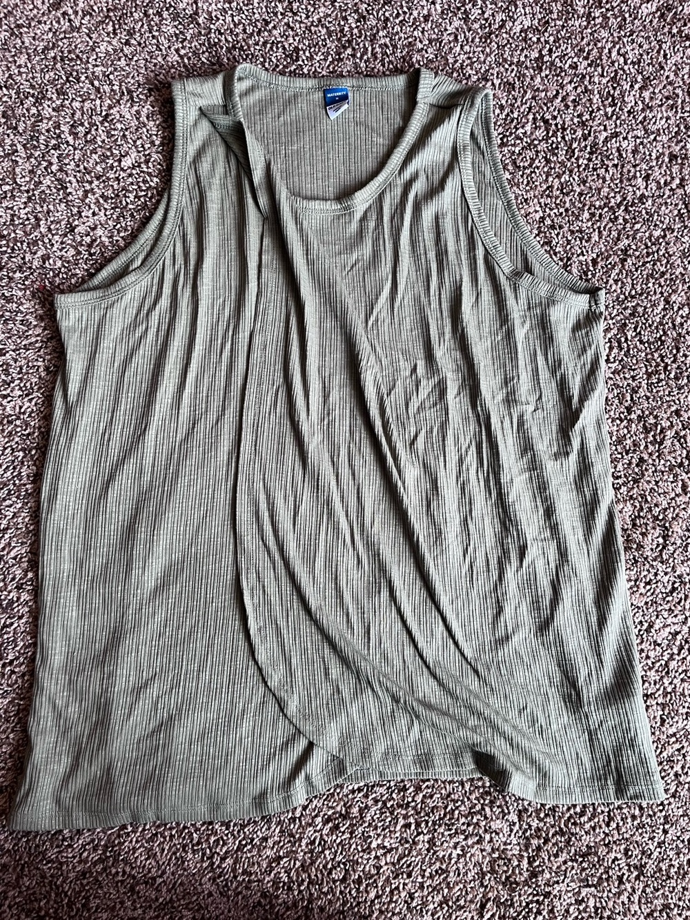 Old Navy Maternity Olive Ribbed Draped Tank Top